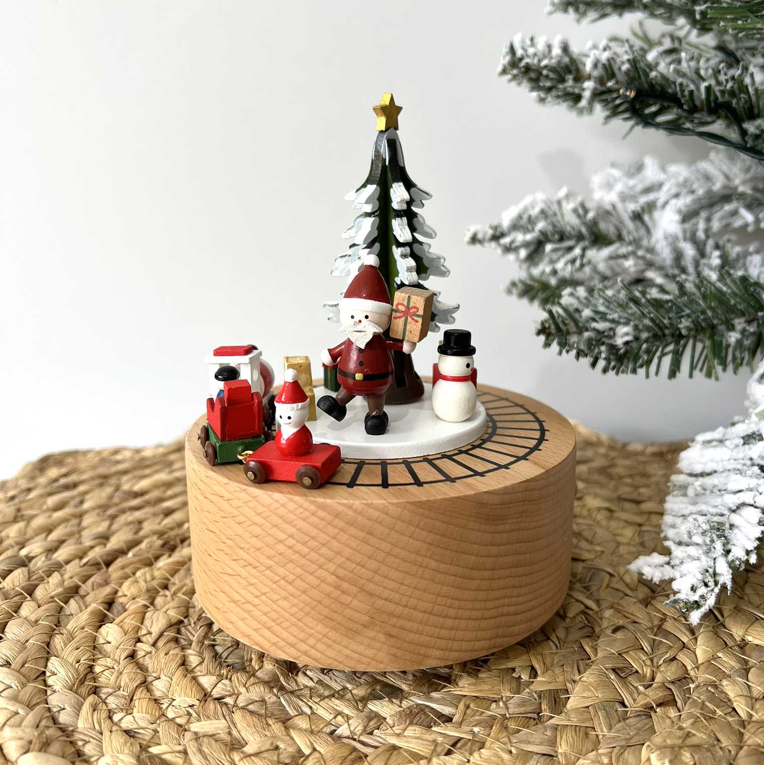 Personalised Wooden Christmas Train Musical Carousel