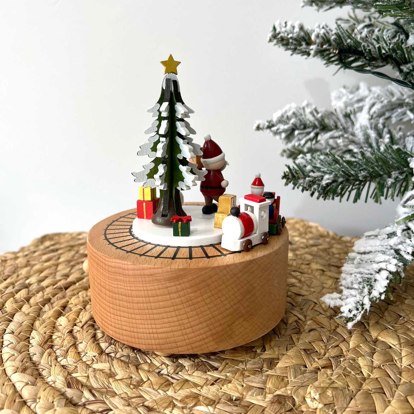 Personalised Wooden Christmas Train Musical Carousel