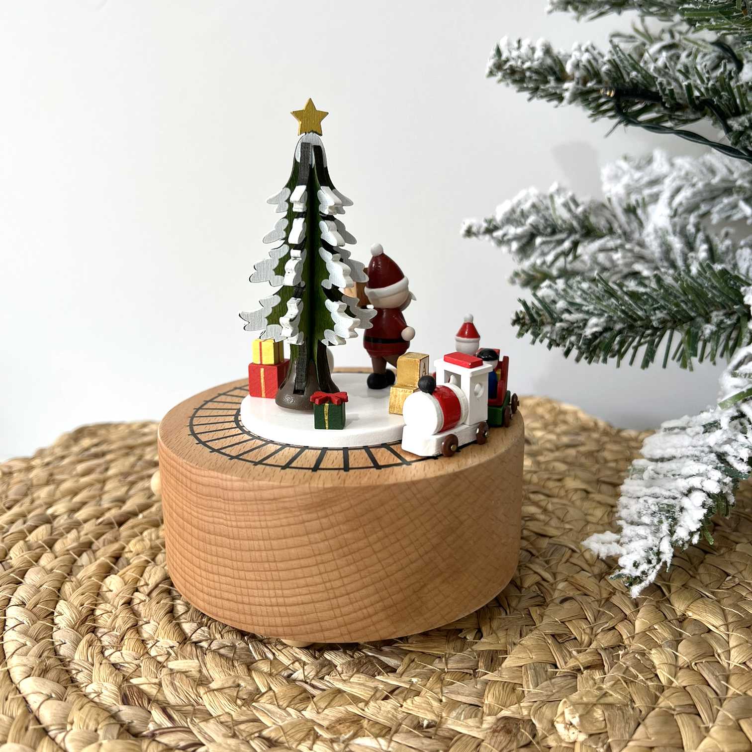 Personalised Wooden Christmas Train Musical Carousel