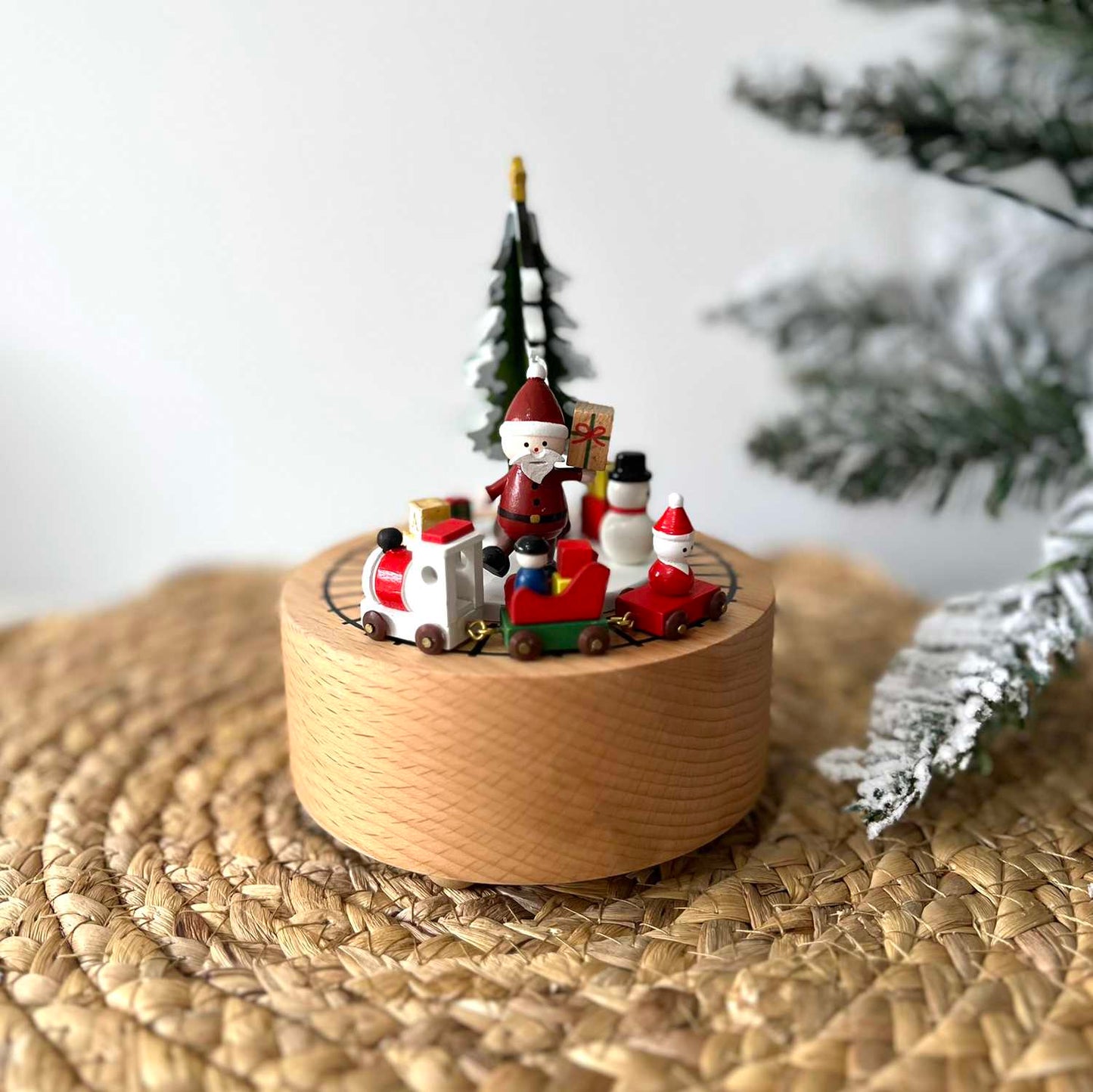 Personalised Wooden Christmas Train Musical Carousel