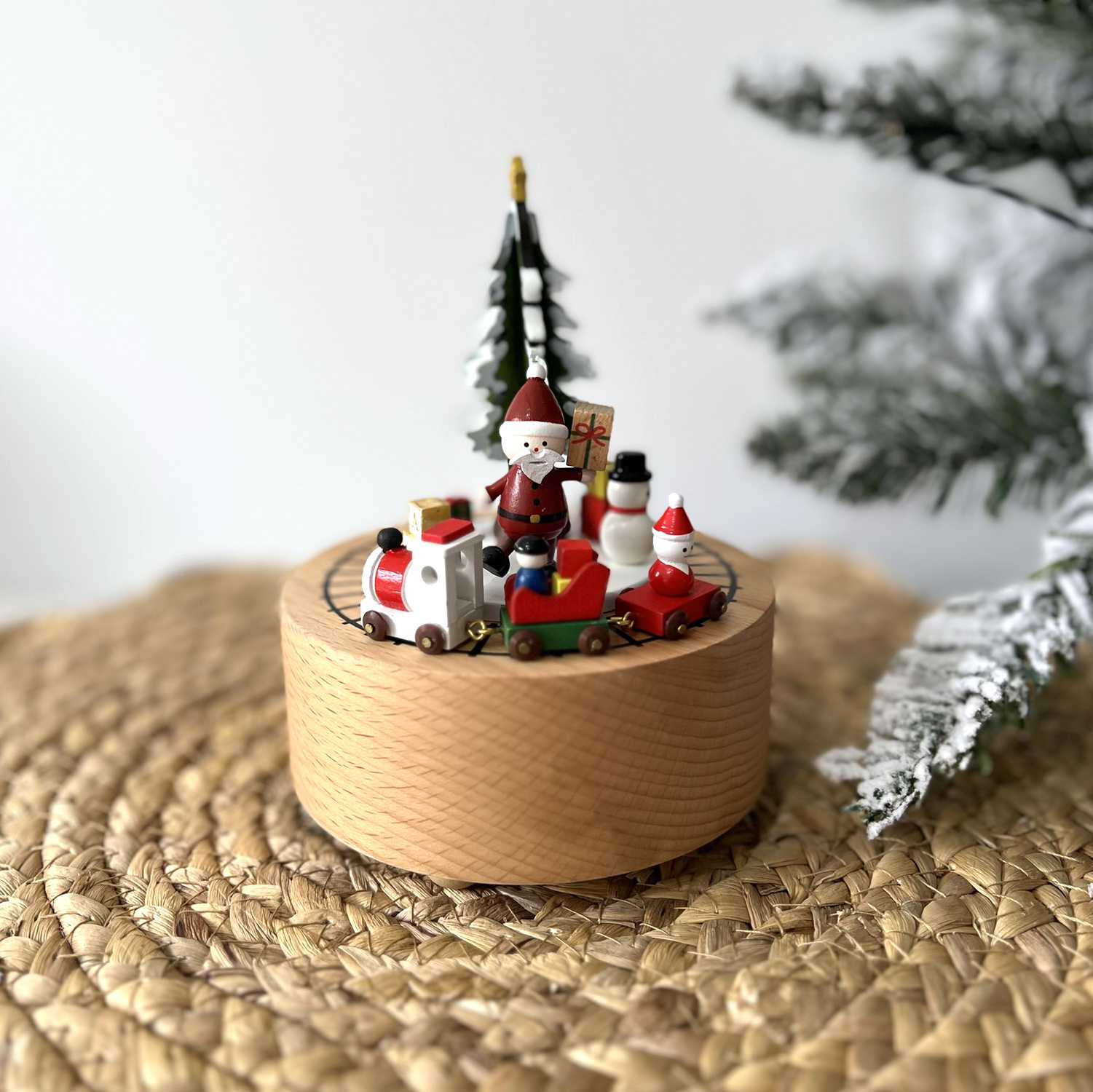 Personalised Wooden Christmas Train Musical Carousel