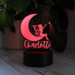 Personalised Kids Fairy Moon Night Light with Red LED Light Shown in image