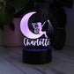 Custom Name Fairy Moon Kids Night Light shown in purple LED light colour