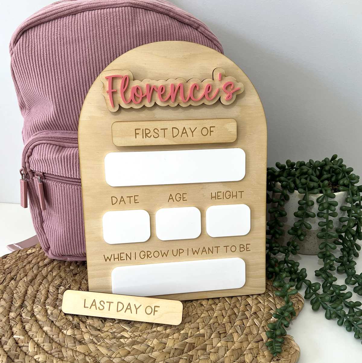 Personalised First & Last Day Of School Board - Script