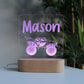 Personalised Kids Wooden Night Light Monster Truck Purple Light
