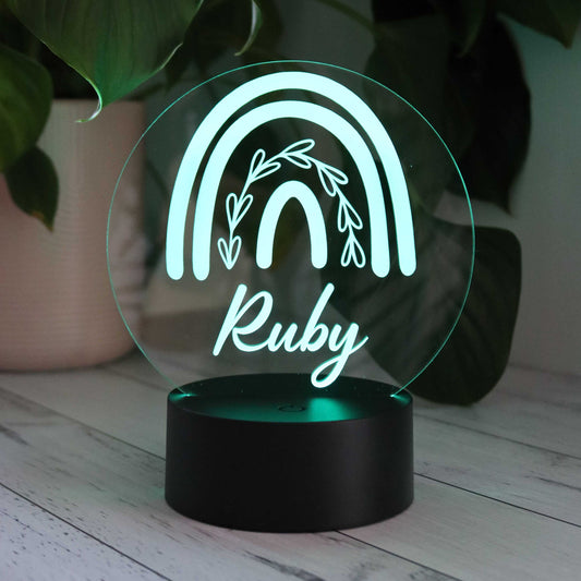Personalised Kids Night Light Rainbow Design with Blue Light
