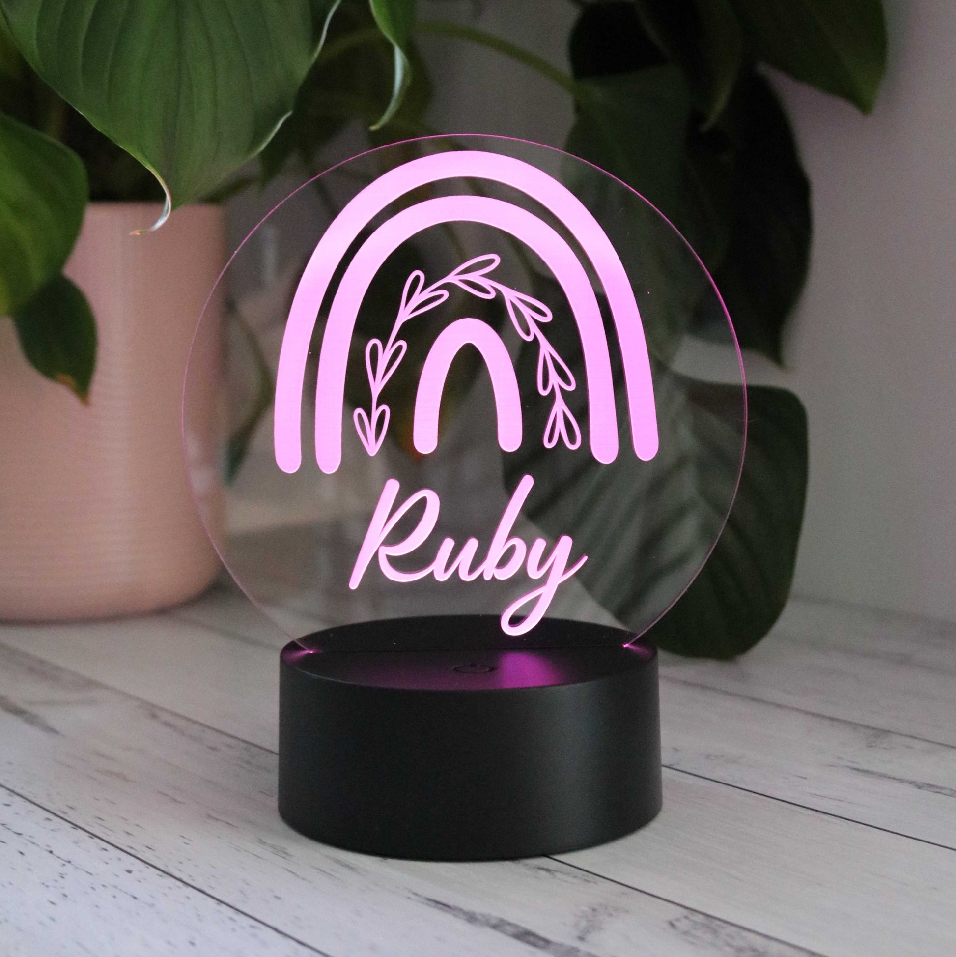 Custom Kids Night Light Rainbow Design with Purple Light