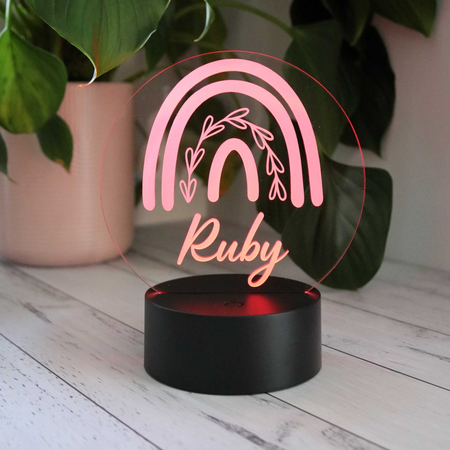Custom Kids Night Light Rainbow Design with Red Light