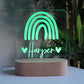 Personalised Wooden Kids Night Light Rainbow Green Light