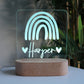 Personalised Wooden Kids Night Light Rainbow White Light
