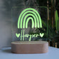 Personalised Wooden Kids Night Light Rainbow Yellow Light