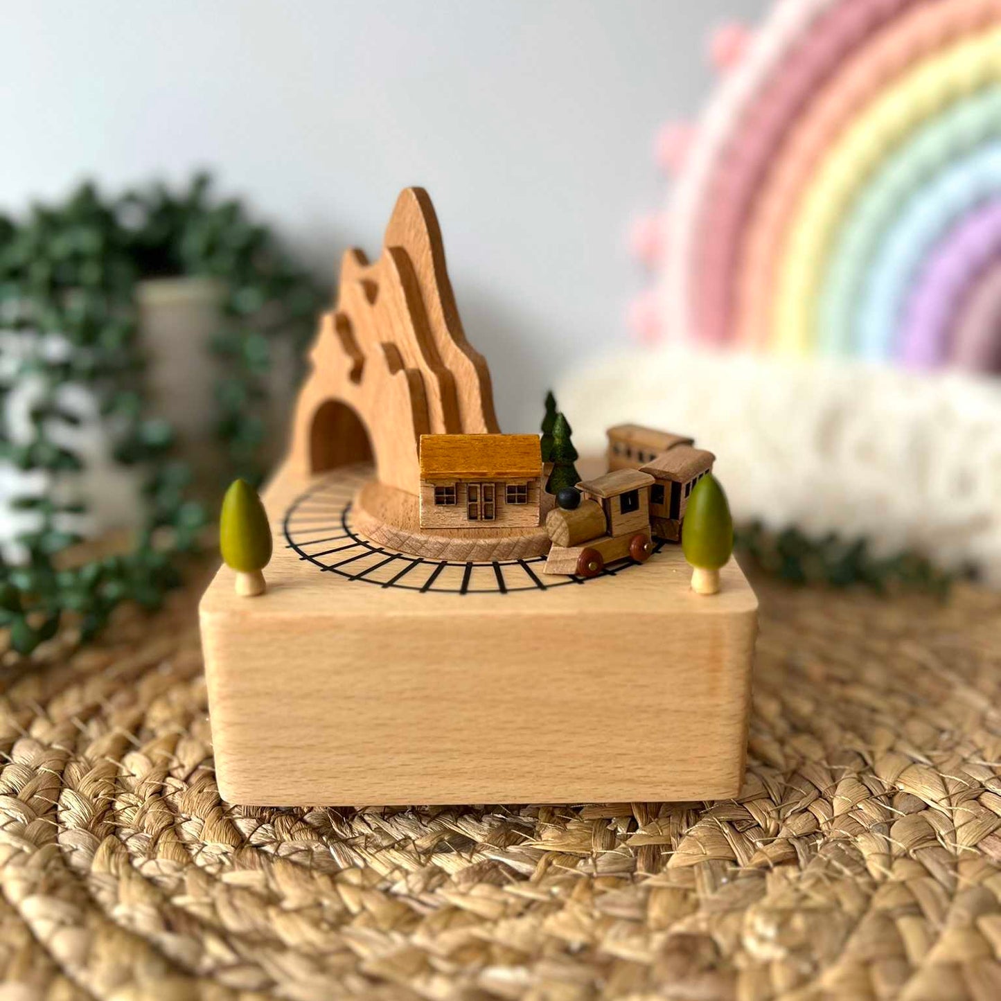 Personalised Wooden Train Musical Carousel