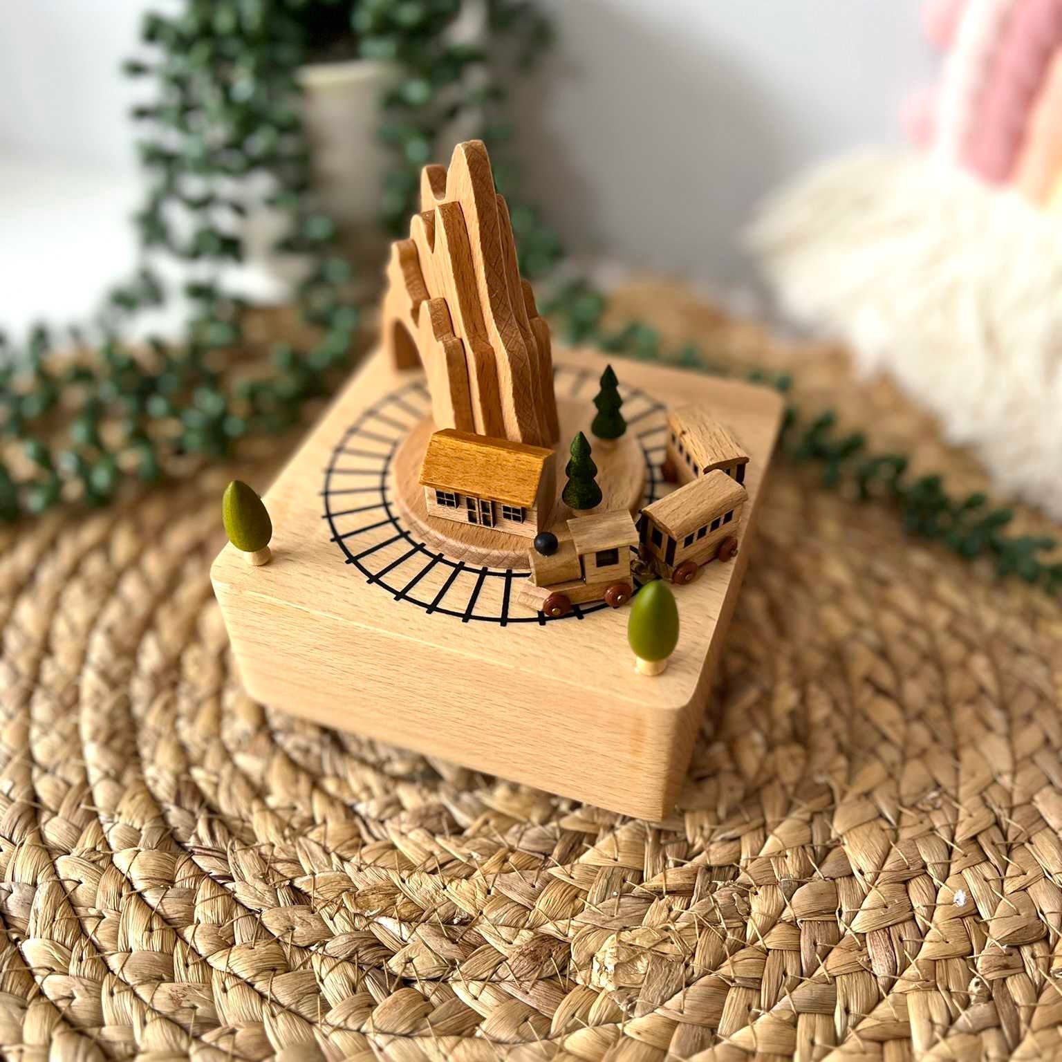 Personalised Wooden Train Musical Carousel