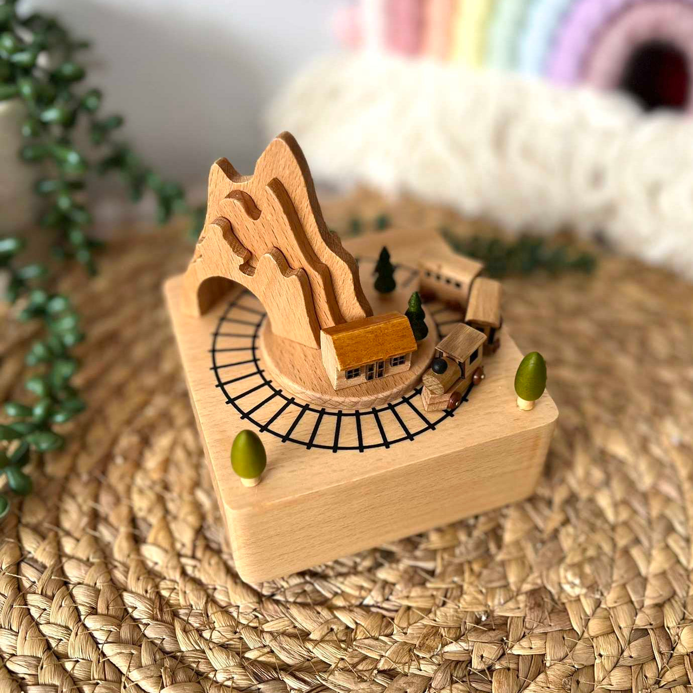 Personalised Wooden Train Musical Carousel