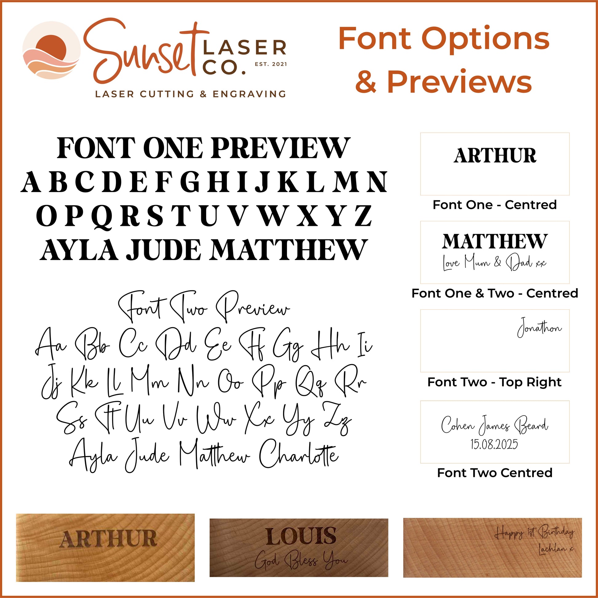 Personalised Wooden Train Musical Carousel Font Options and Previews