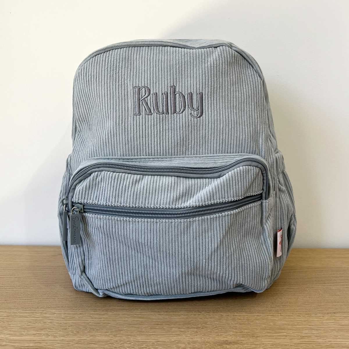 Personalised Corduroy Backpack - Small Blue