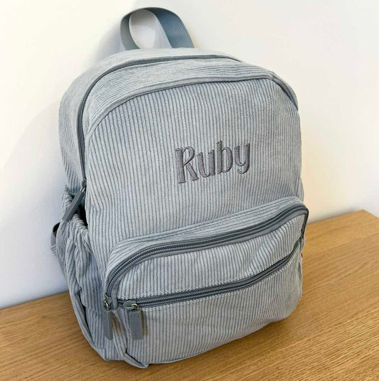 Personalised Corduroy Backpack - Small Blue
