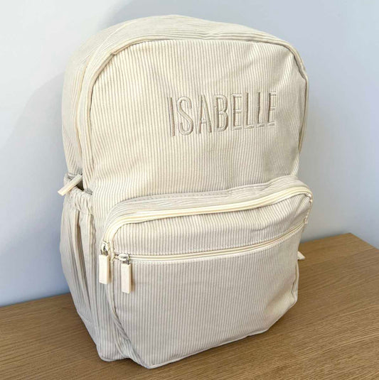 Personalised Corduroy Backpack - Large Cream