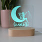 Personalised Fairy Moon Kids Night Light with Blue Colour Light Showing