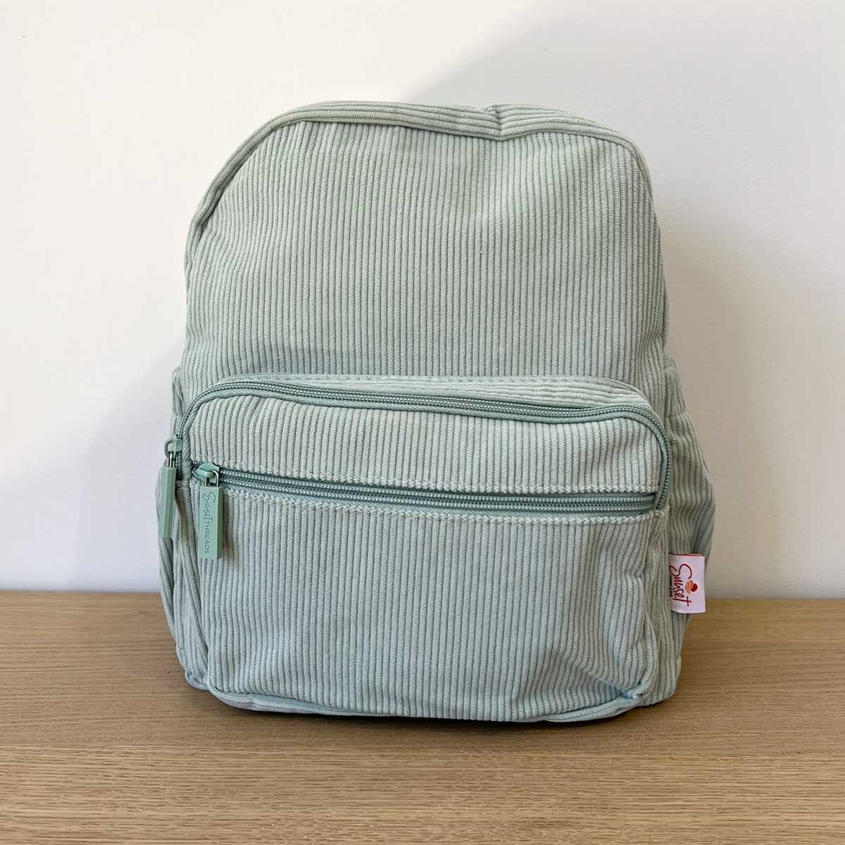 Personalised Corduroy Backpack - Small Green