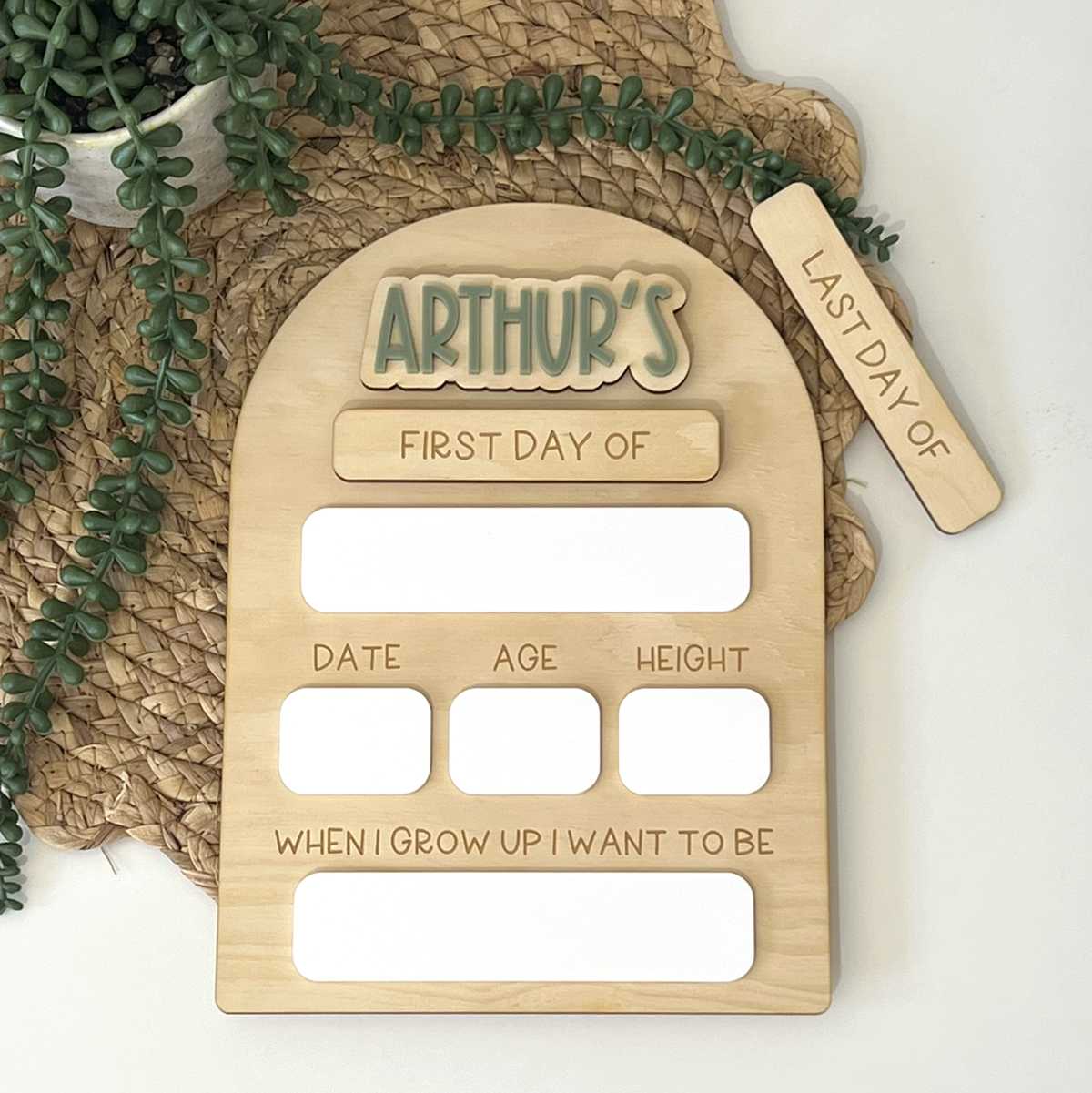 Personalised First & Last Day Of School Board - Block