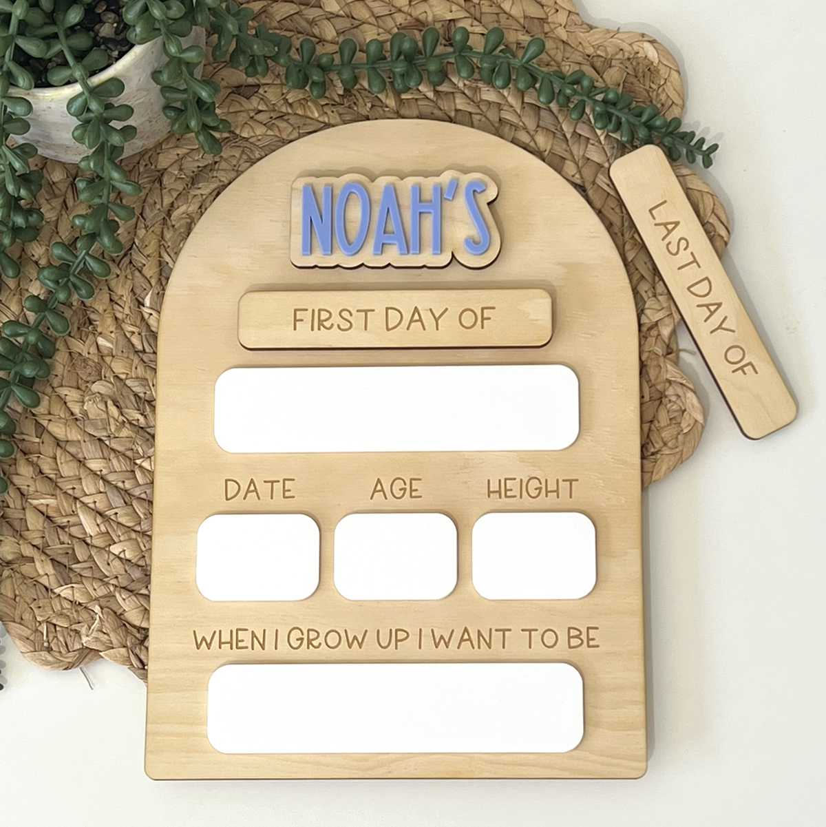 Personalised First & Last Day Of School Board - Block