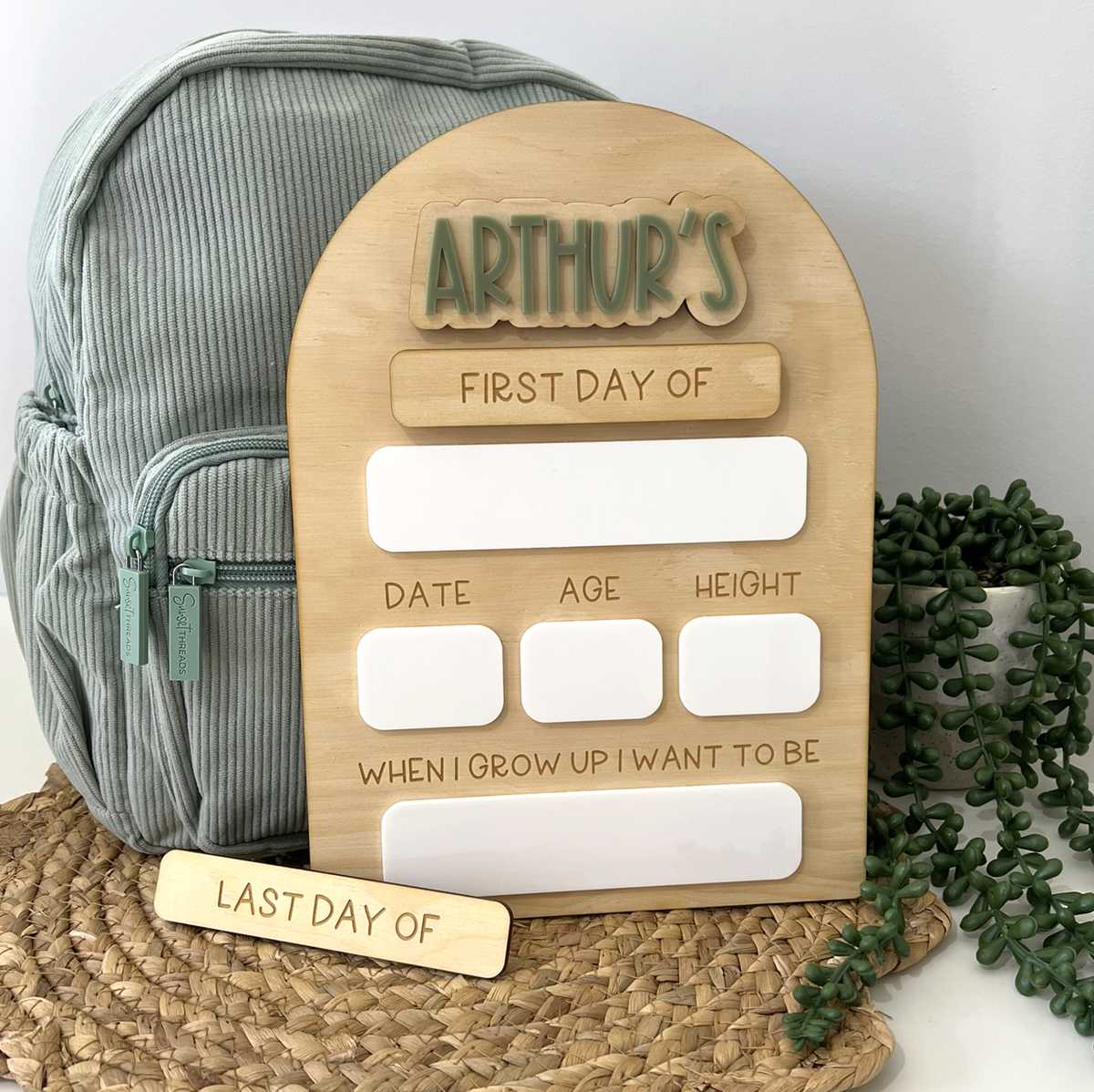 Personalised First & Last Day Of School Board - Block