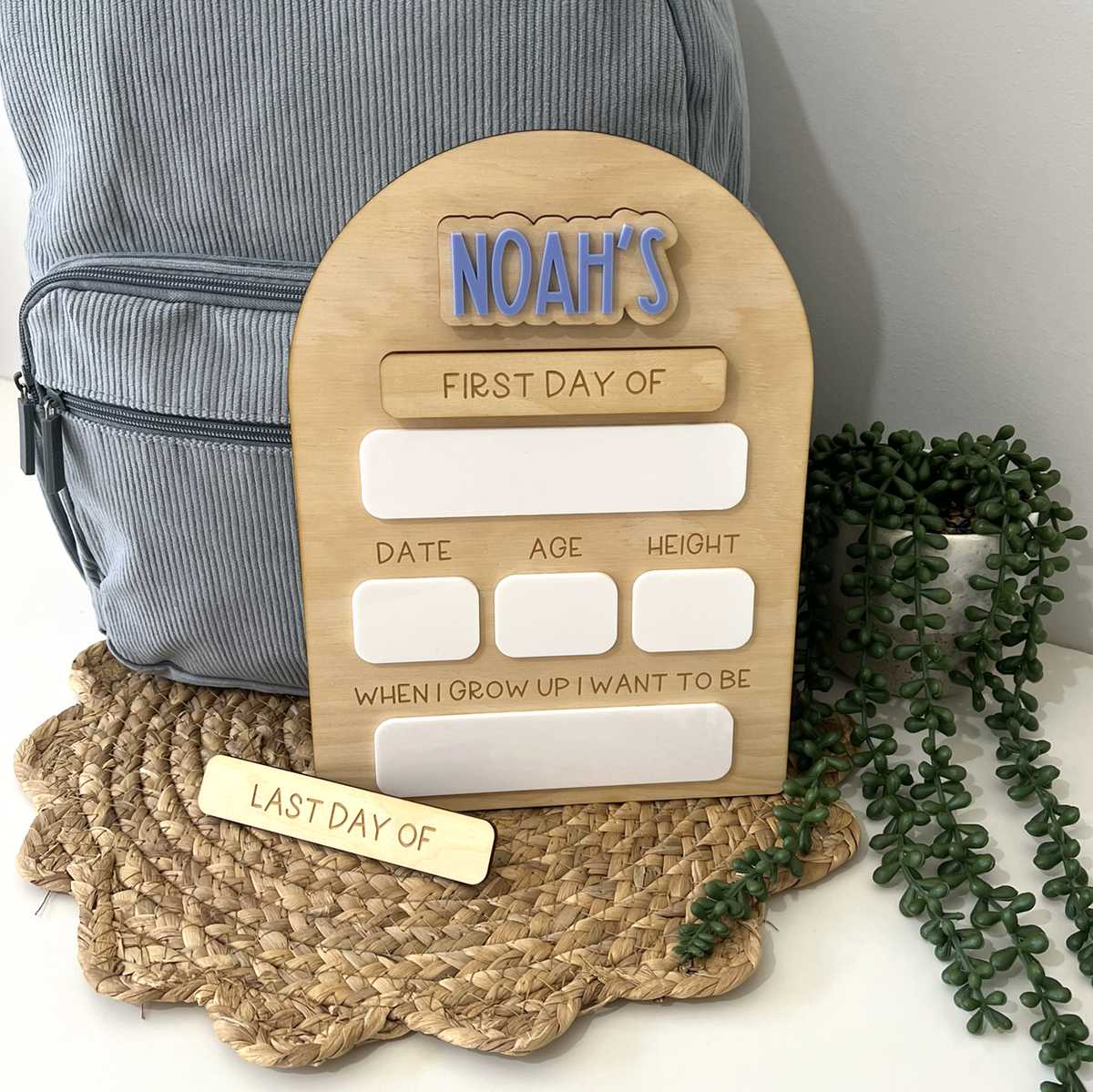 Personalised First & Last Day Of School Board - Block