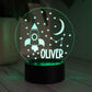 Personalised Kids Night Light Space Design with name Oliver 