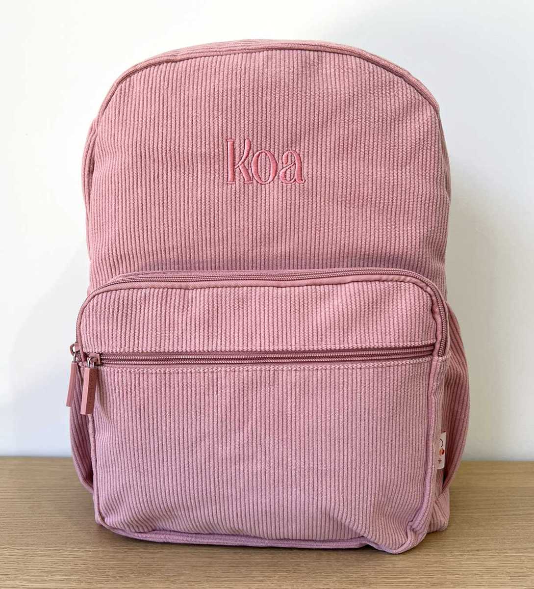 Personalised Corduroy Backpack - Large Pink