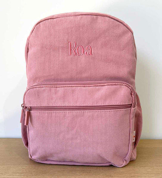 Personalised Corduroy Backpack - Large Pink