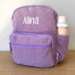 Purple Corduroy Kids Personalised Backpack with Custom Purple Embroidered Name Alina