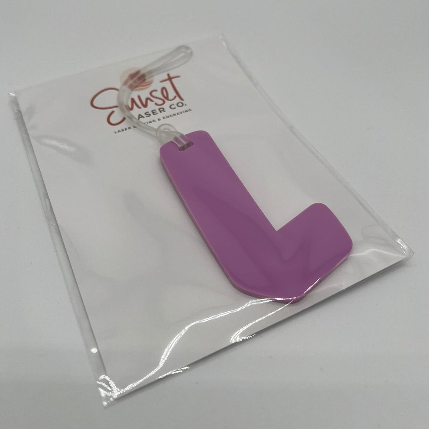 Pink Letter L Bag Tag