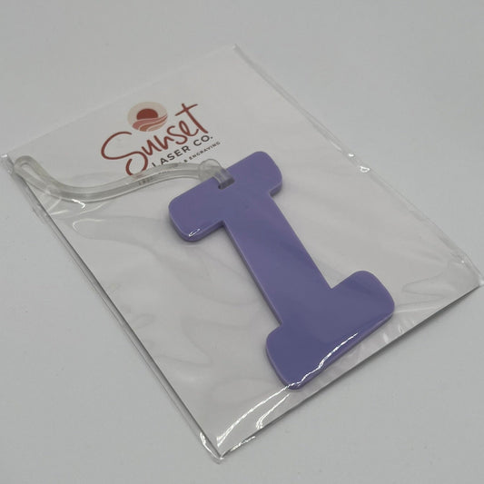 Purple Letter I Bag Tag