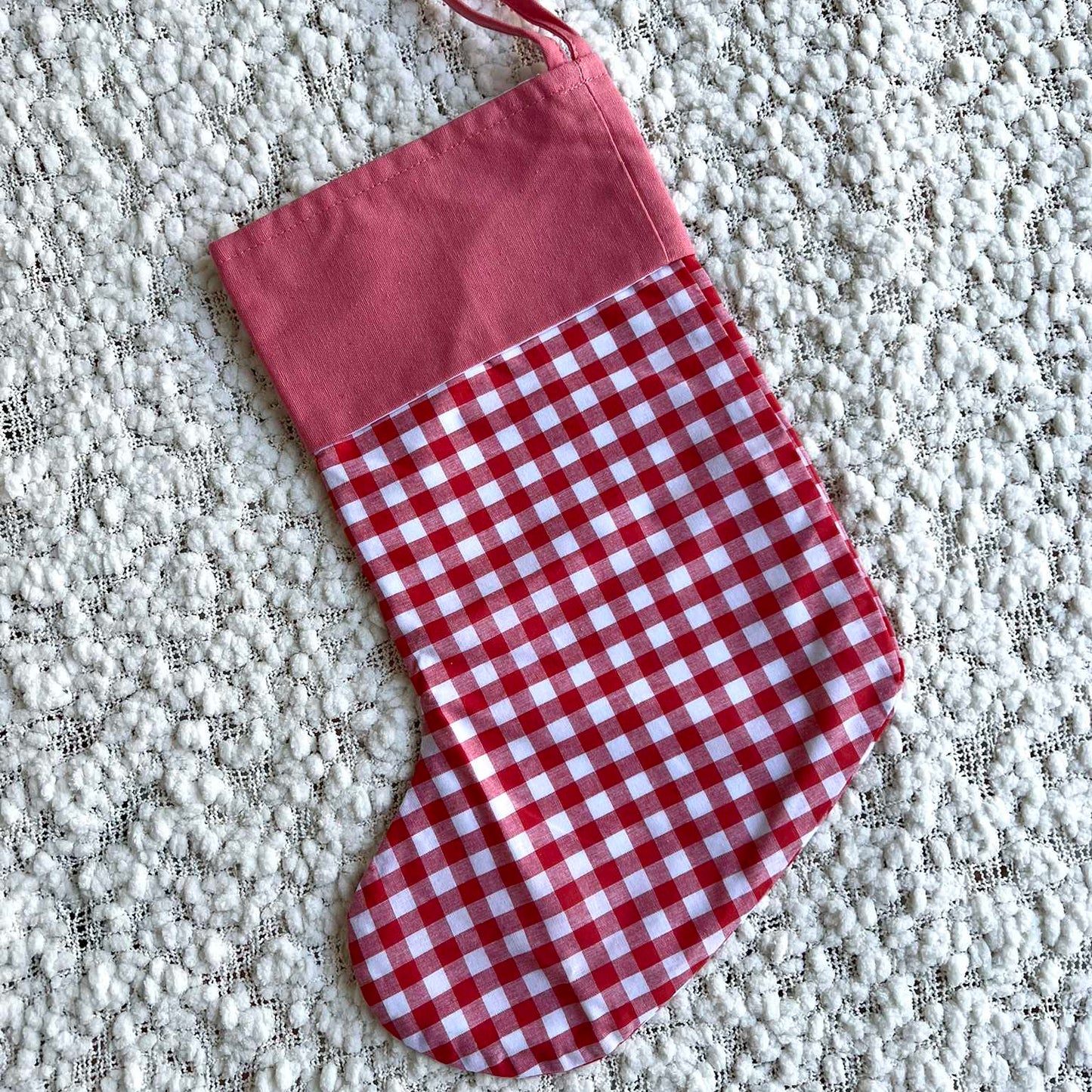 Red Gingham Christmas Stocking