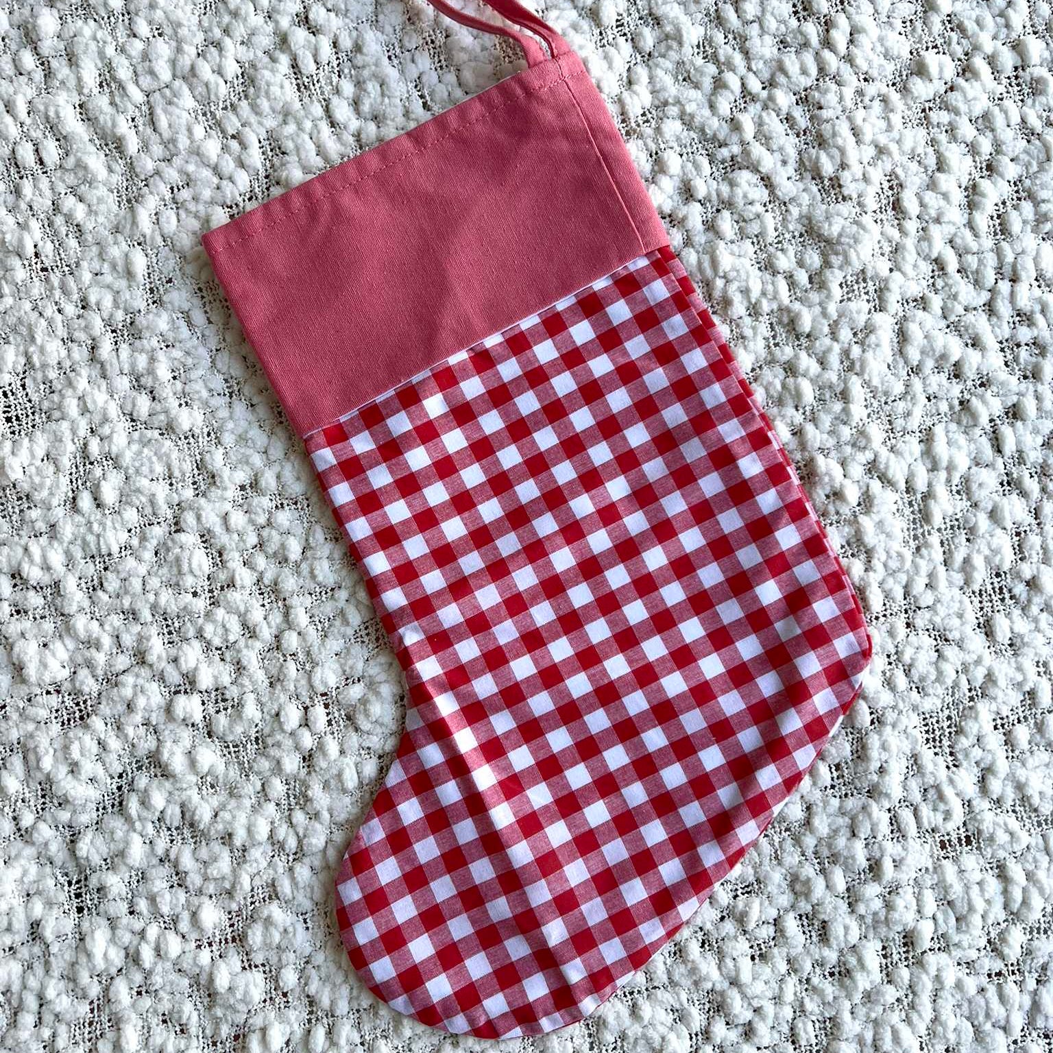 Red Gingham Christmas Stocking