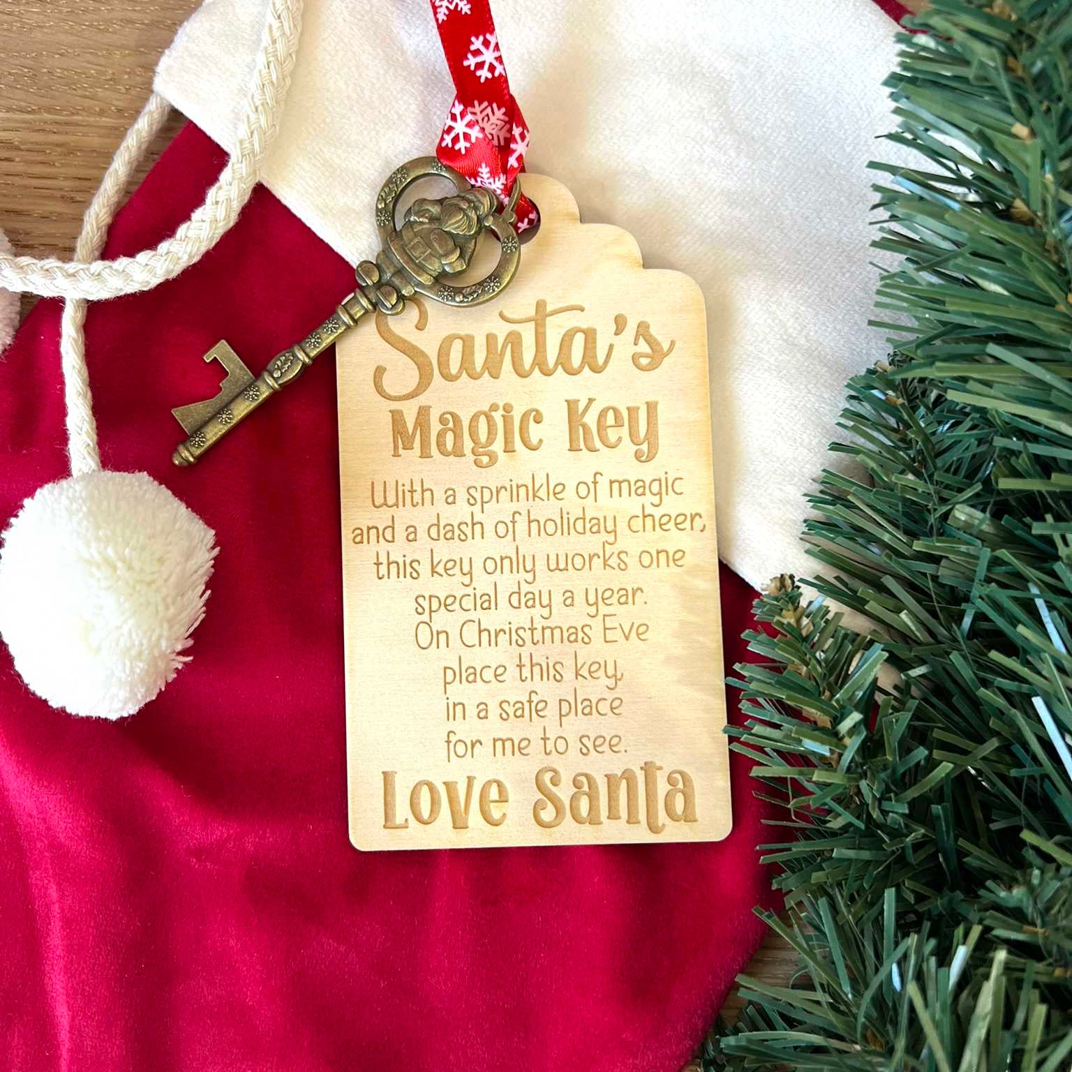 Santa's Magic Key with Engraved Wooden Tag Love santa