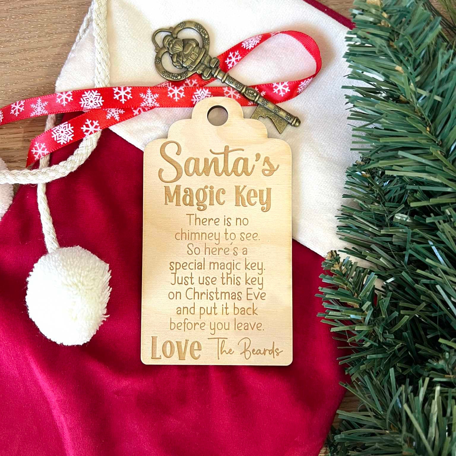 Santa's Magic Key With Engraved Wooden Personalised Tag