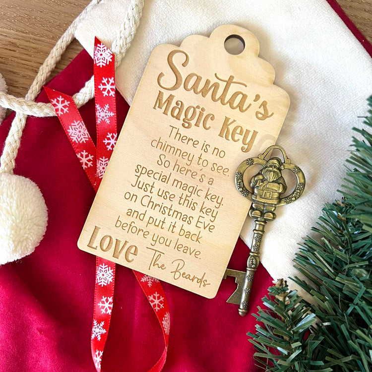 Santa's Magic Key with Personalised Engraved Wooden Tag