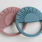 Personalised Silicone Sun Teether in Blush Pink and Ocean Colours for Jude and Ayla