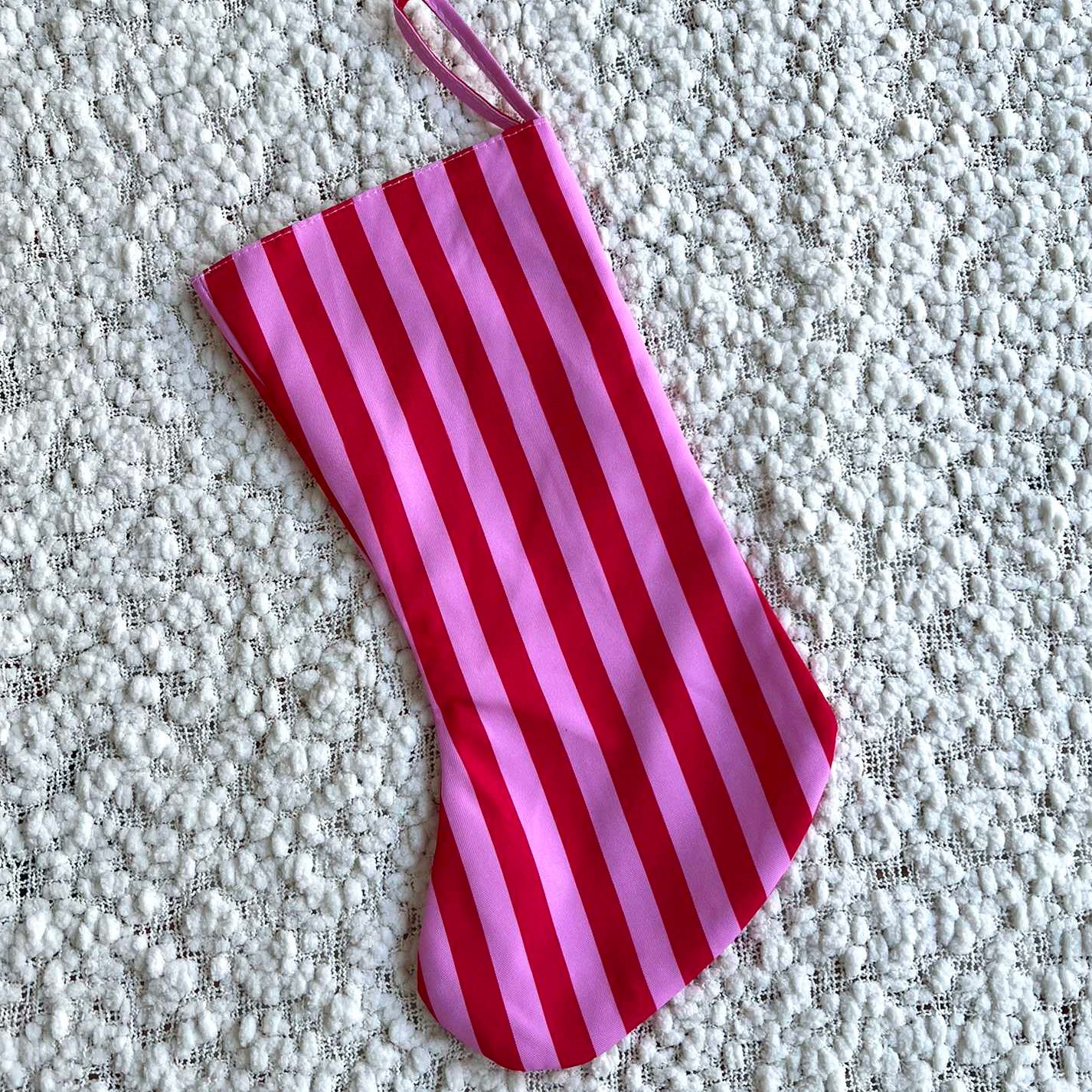 Pink and Red Stripe Christmas Stocking