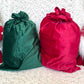 Red Velvet Santa Sack and Green Velvet Santa Sack
