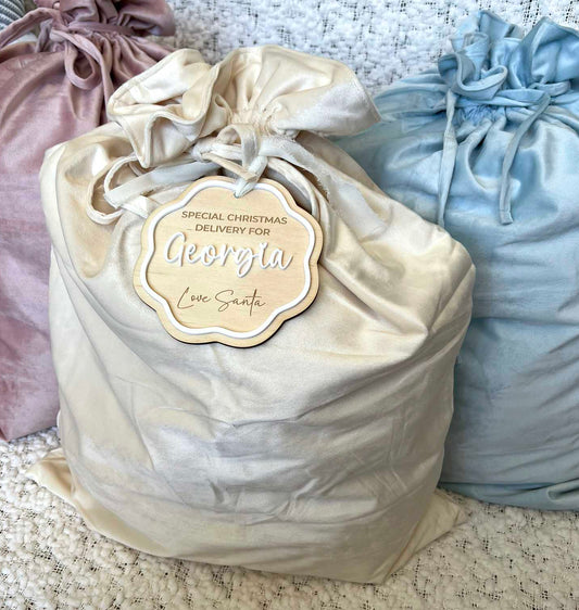 Cream Velvet Santa Sack