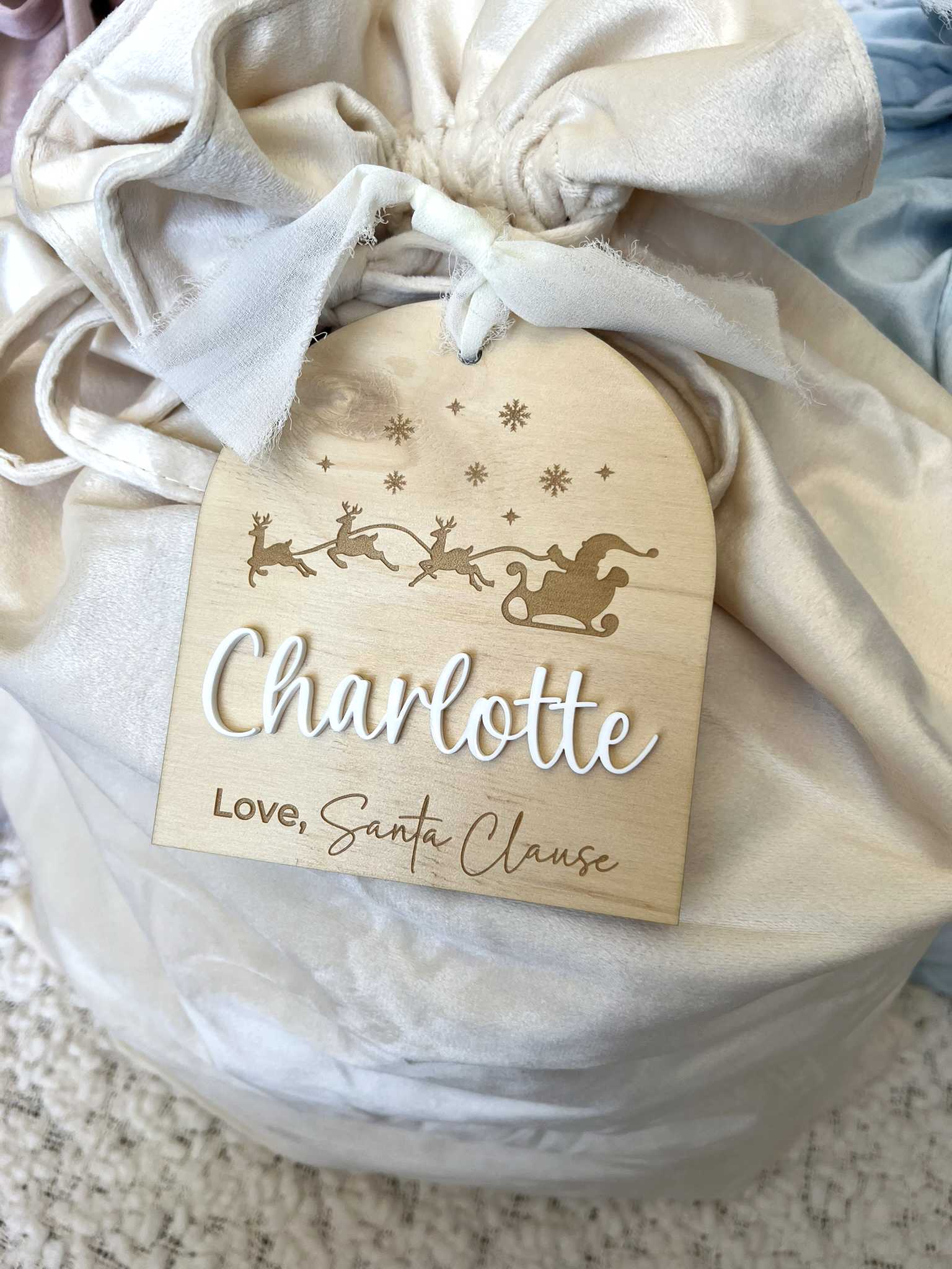 Cream Velvet Santa Sack