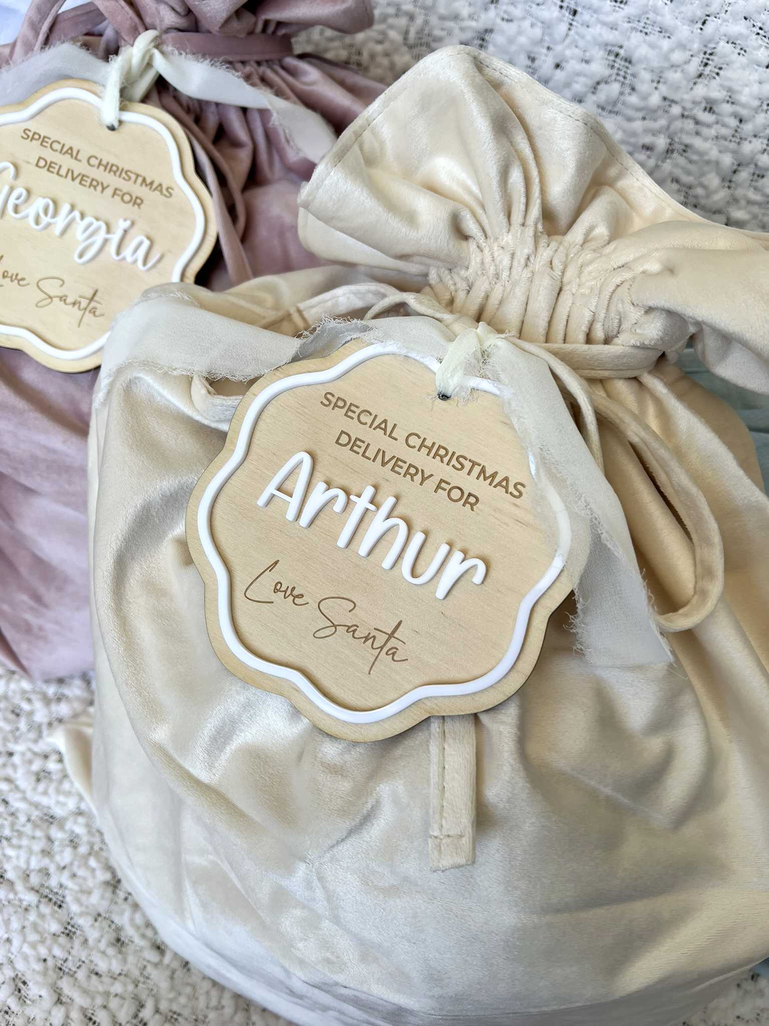 Cream Velvet Santa Sack