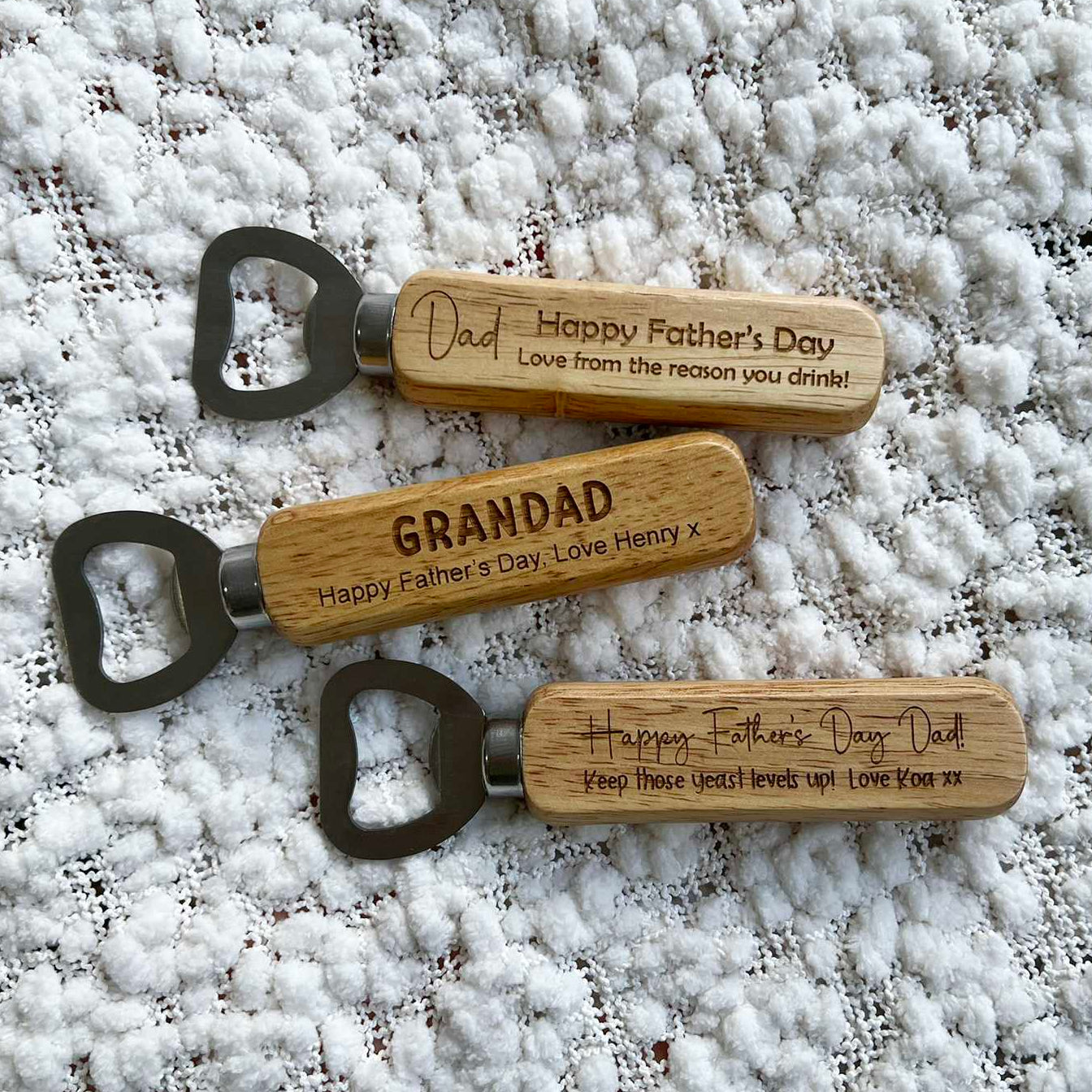 Personalised Wooden Bottle Opener Fathers Day Gift