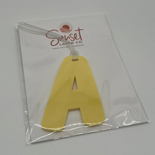 Yellow Letter A Bag Tag