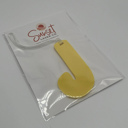 Yellow Letter J Bag Tag
