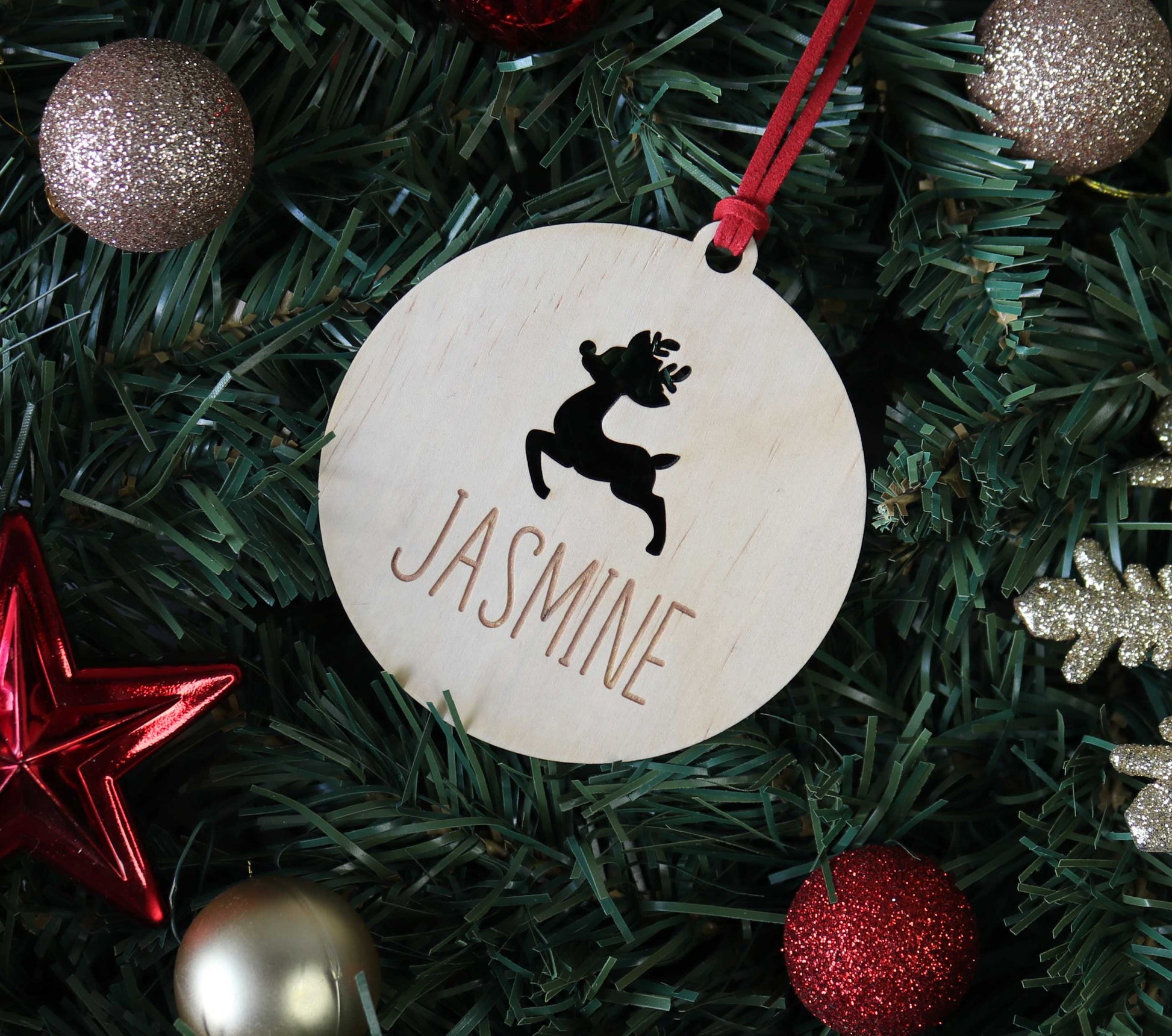 Wooden Personalised Christmas Bauble - Sans-Serif