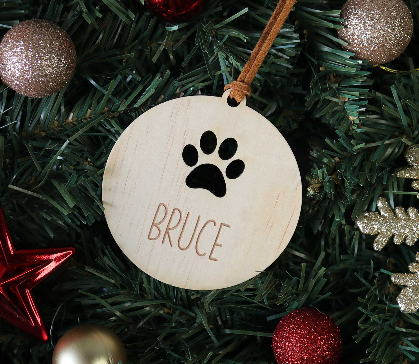 Wooden Personalised Christmas Bauble - Sans-Serif